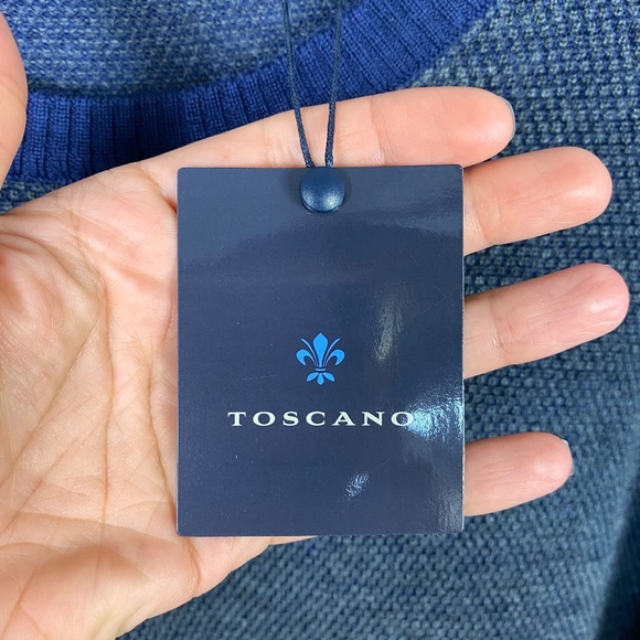 Toscano Mens Merino Wool Blend Crewneck Sweater in Galaxy Blue Size Large - Picture 8 of 9